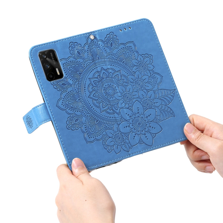 For OPPO Realme GT 5G 7-petal Flowers Embossing Pattern Horizontal Flip PU Leather Case with Holder & Card Slots & Wallet & Photo Frame