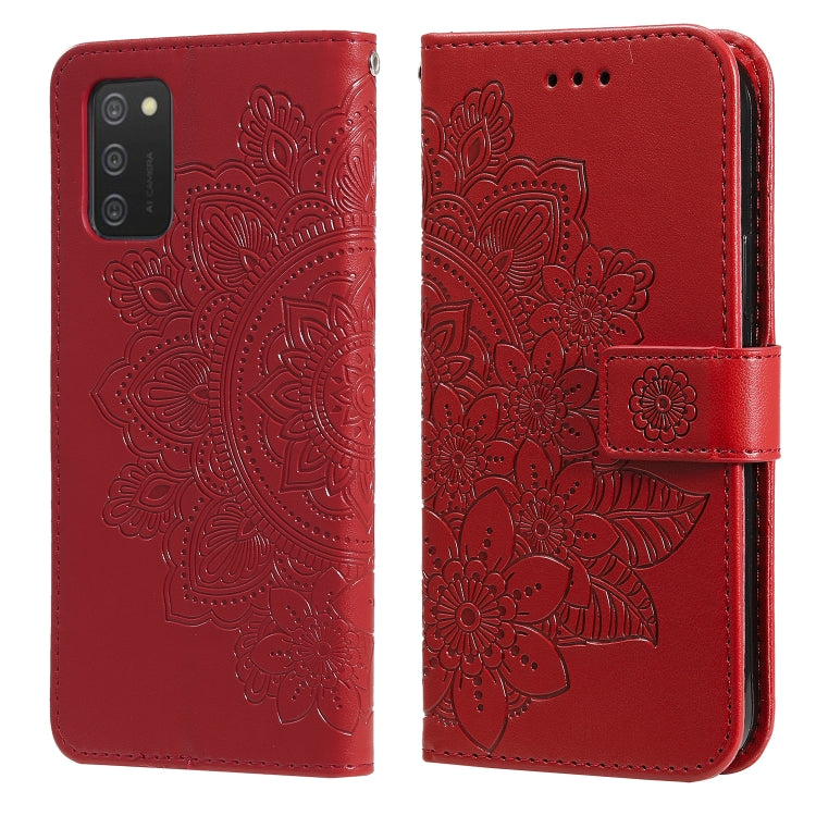 For Samsung Galaxy A03s 7-petal Flowers Embossing Pattern Horizontal Flip PU Leather Case with Holder & Card Slots & Wallet & Photo Frame