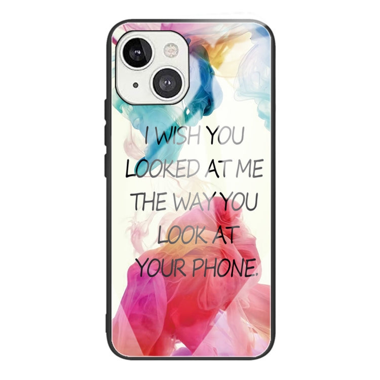 For iPhone 13 Tempered Glass + TPU Border Protective Case