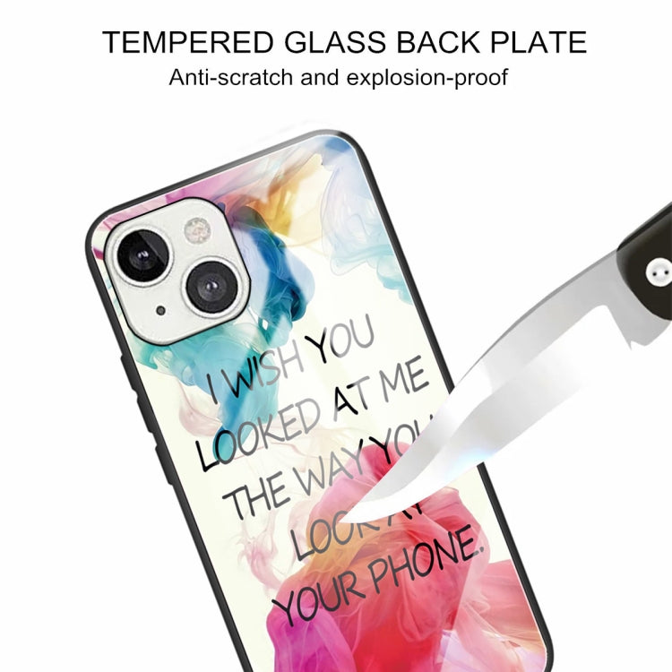 For iPhone 13 Tempered Glass + TPU Border Protective Case
