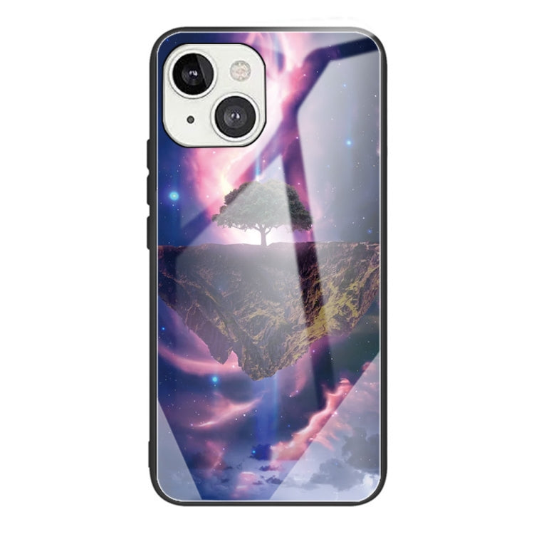 For iPhone 13 Tempered Glass + TPU Border Protective Case