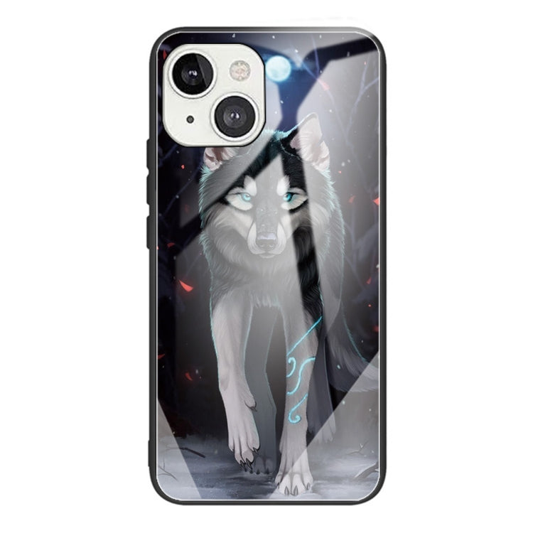 For iPhone 13 Tempered Glass + TPU Border Protective Case