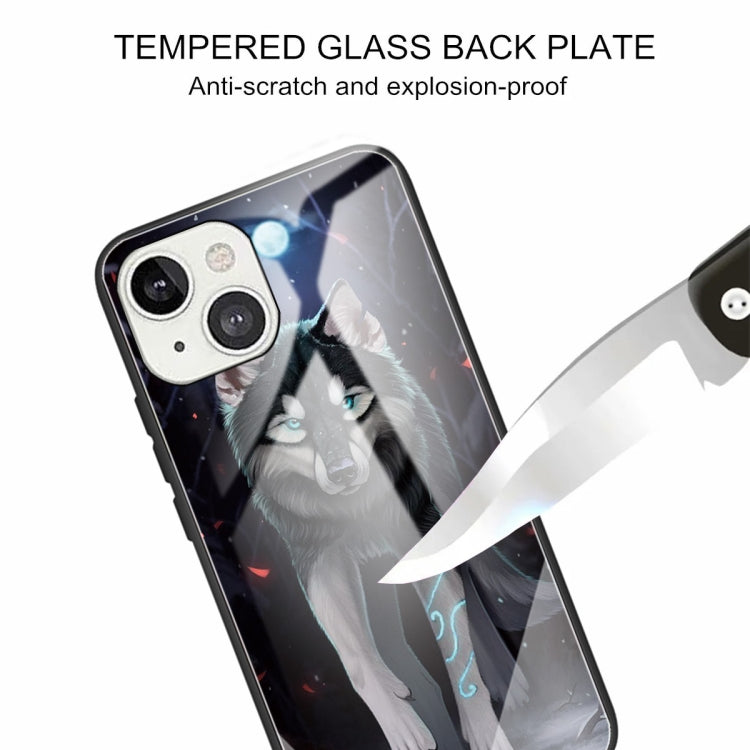 For iPhone 13 Tempered Glass + TPU Border Protective Case