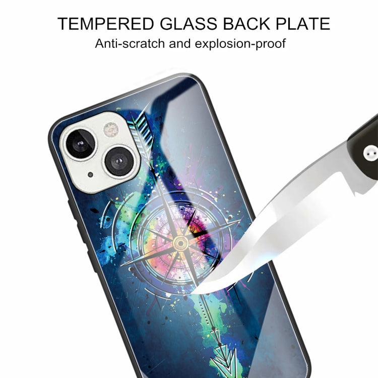 For iPhone 13 Tempered Glass + TPU Border Protective Case