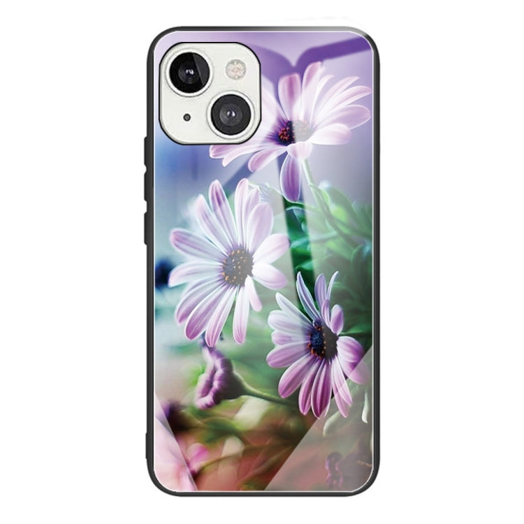 For iPhone 13 Tempered Glass + TPU Border Protective Case