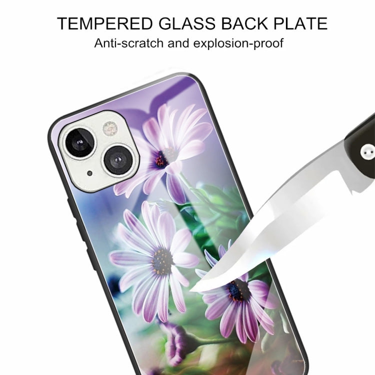 For iPhone 13 Tempered Glass + TPU Border Protective Case