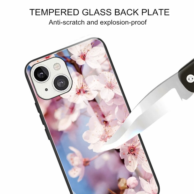 For iPhone 13 Tempered Glass + TPU Border Protective Case