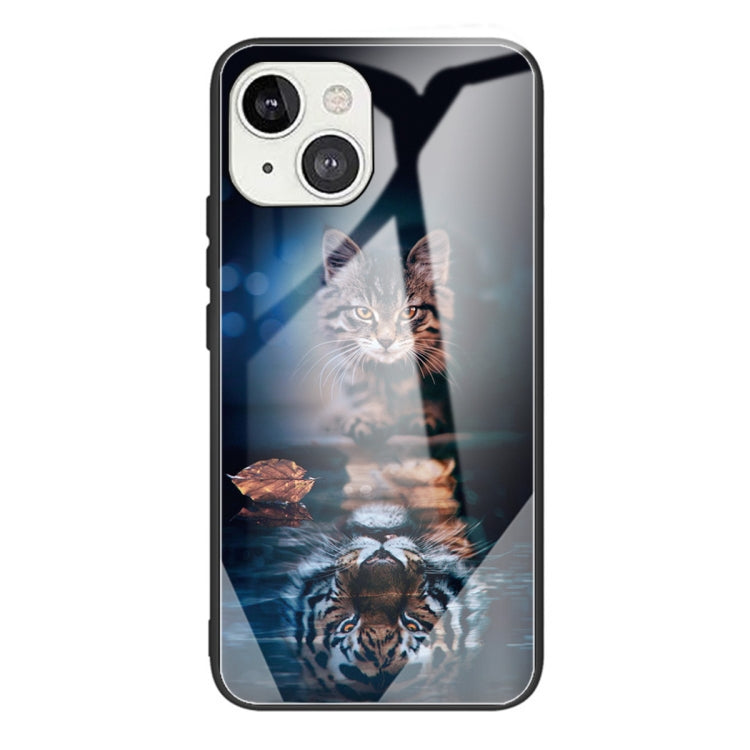 For iPhone 13 Tempered Glass + TPU Border Protective Case