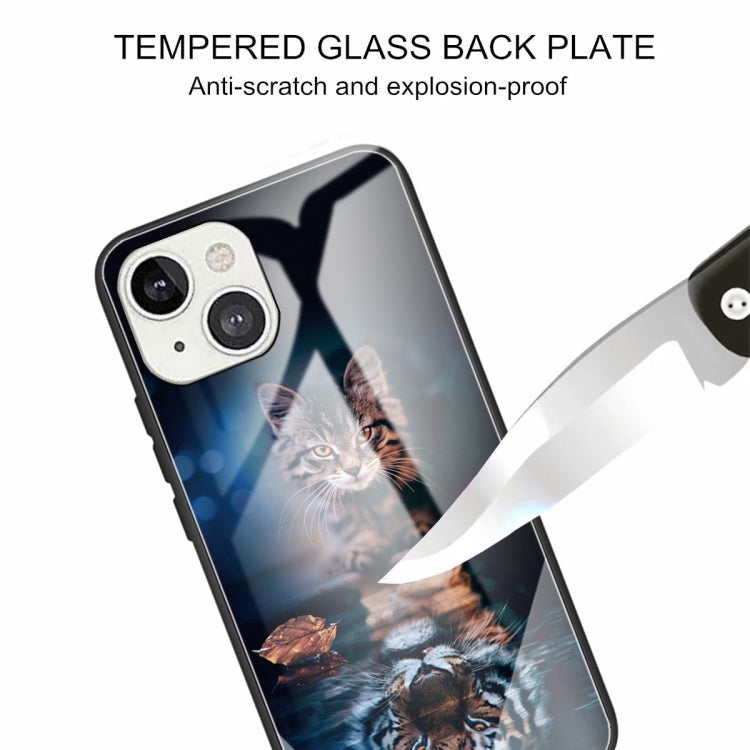 For iPhone 13 Tempered Glass + TPU Border Protective Case