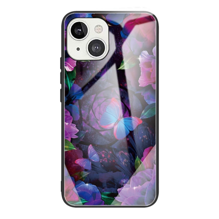 For iPhone 13 Tempered Glass + TPU Border Protective Case