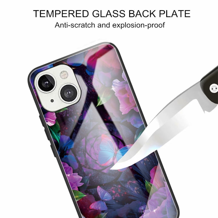 For iPhone 13 Tempered Glass + TPU Border Protective Case