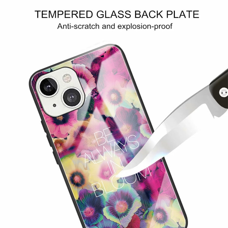 For iPhone 13 Tempered Glass + TPU Border Protective Case