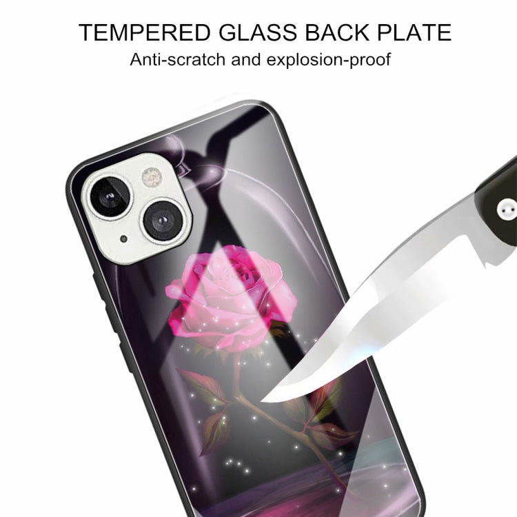 For iPhone 13 Tempered Glass + TPU Border Protective Case