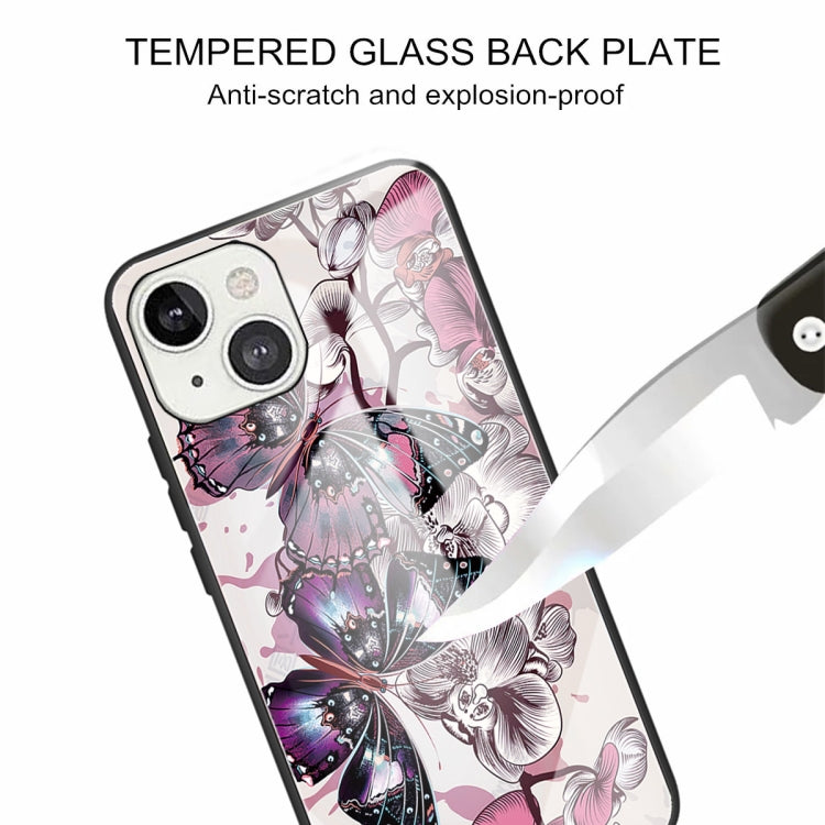 For iPhone 13 Tempered Glass + TPU Border Protective Case
