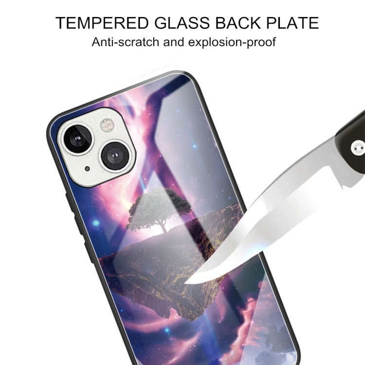 For iPhone 13 mini Tempered Glass + TPU Border Protective Case