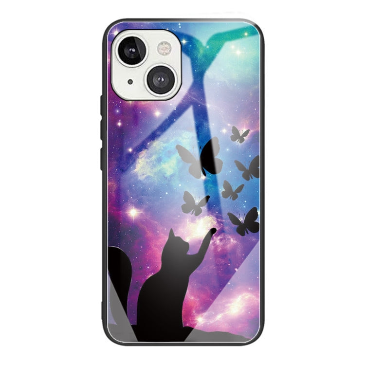 For iPhone 13 mini Tempered Glass + TPU Border Protective Case