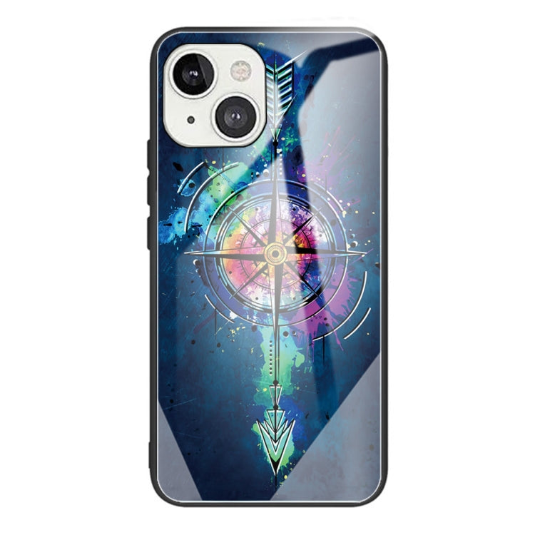 For iPhone 13 mini Tempered Glass + TPU Border Protective Case