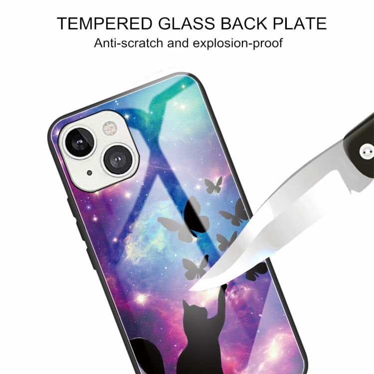 For iPhone 13 mini Tempered Glass + TPU Border Protective Case