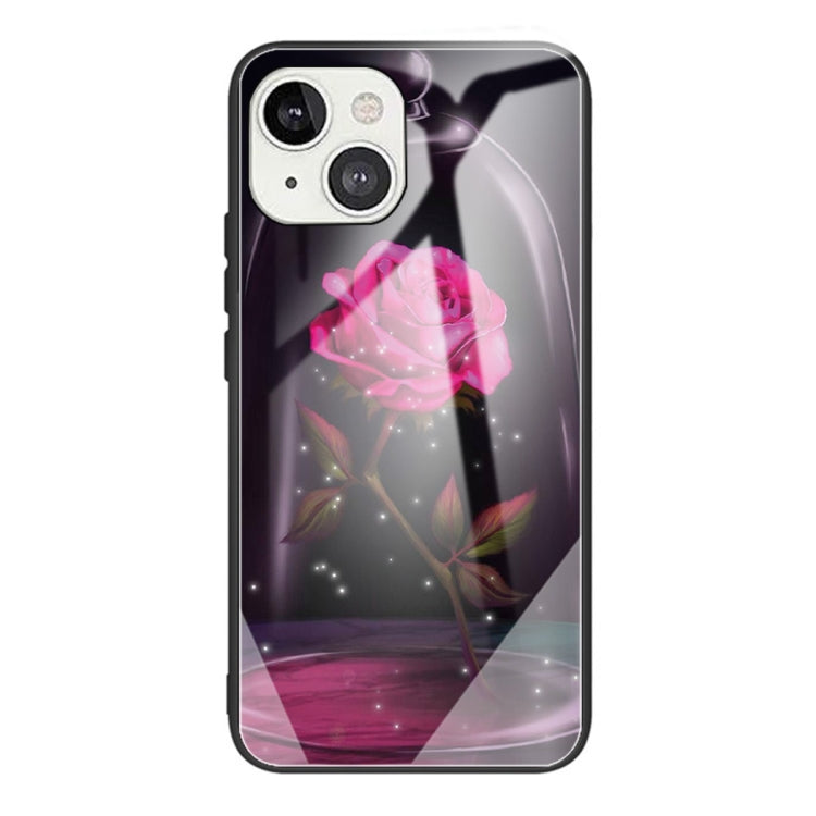For iPhone 13 mini Tempered Glass + TPU Border Protective Case