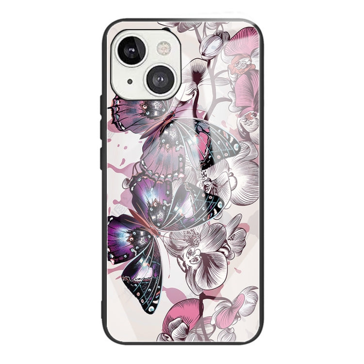 For iPhone 13 mini Tempered Glass + TPU Border Protective Case