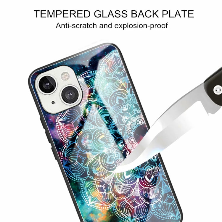 For iPhone 13 mini Tempered Glass + TPU Border Protective Case