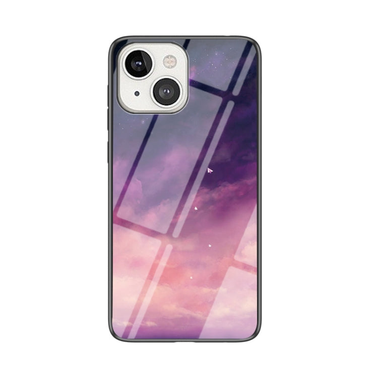 For iPhone 13 mini Starry Sky Pattern Tempered Glass + TPU Shockproof Protective Case