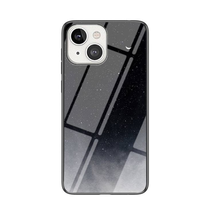 For iPhone 13 mini Starry Sky Pattern Tempered Glass + TPU Shockproof Protective Case