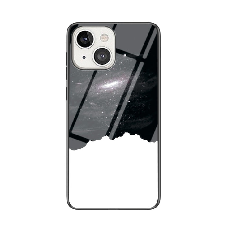 For iPhone 13 mini Starry Sky Pattern Tempered Glass + TPU Shockproof Protective Case