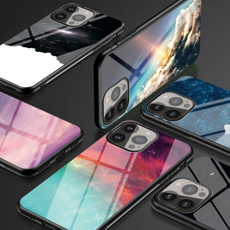 For iPhone 13 mini Starry Sky Pattern Tempered Glass + TPU Shockproof Protective Case
