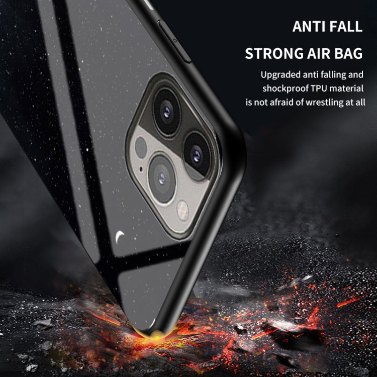 For iPhone 13 mini Starry Sky Pattern Tempered Glass + TPU Shockproof Protective Case