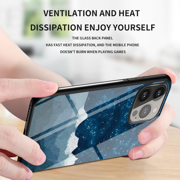 For iPhone 13 mini Starry Sky Pattern Tempered Glass + TPU Shockproof Protective Case
