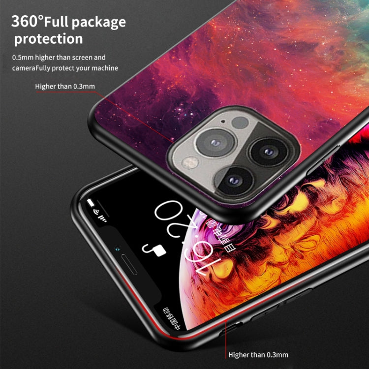 For iPhone 13 mini Starry Sky Pattern Tempered Glass + TPU Shockproof Protective Case