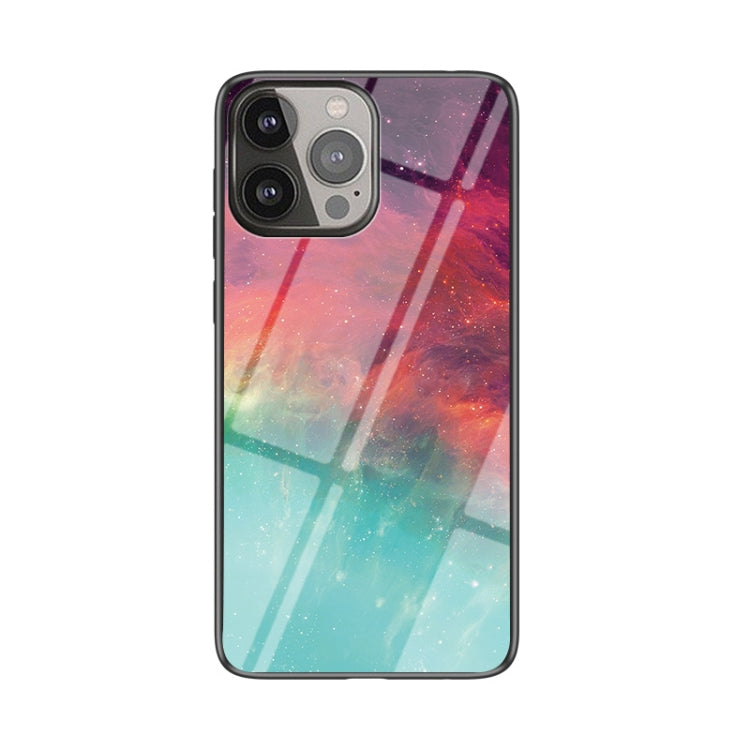 For iPhone 13 Pro Max Starry Sky Pattern Tempered Glass + TPU Shockproof Protective Case