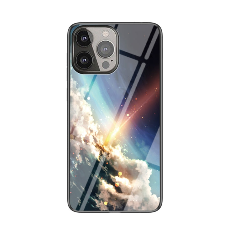 For iPhone 13 Pro Max Starry Sky Pattern Tempered Glass + TPU Shockproof Protective Case