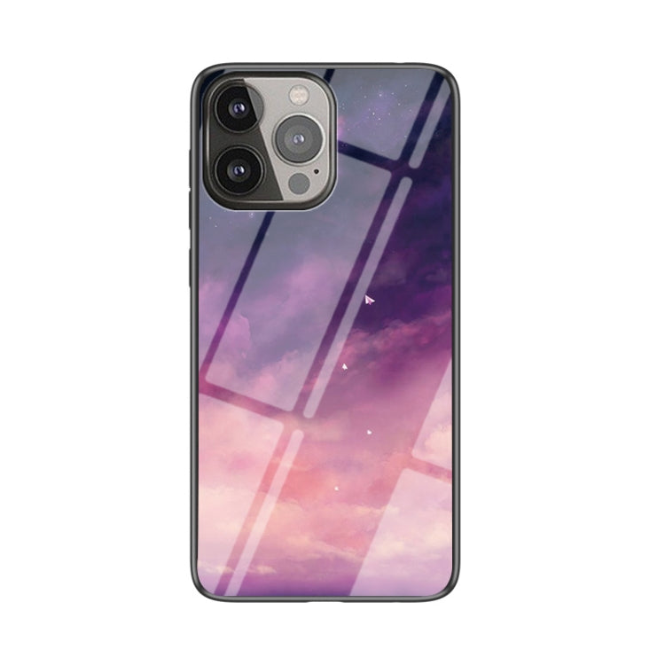 For iPhone 13 Pro Max Starry Sky Pattern Tempered Glass + TPU Shockproof Protective Case