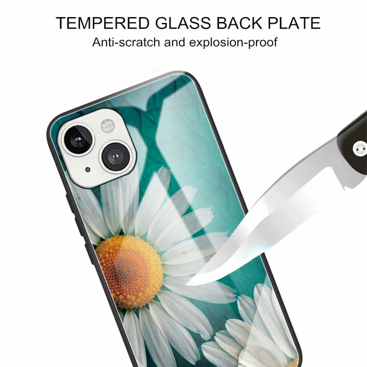 For iPhone 13 Colorful Painted Glass Shockproof Protective Case