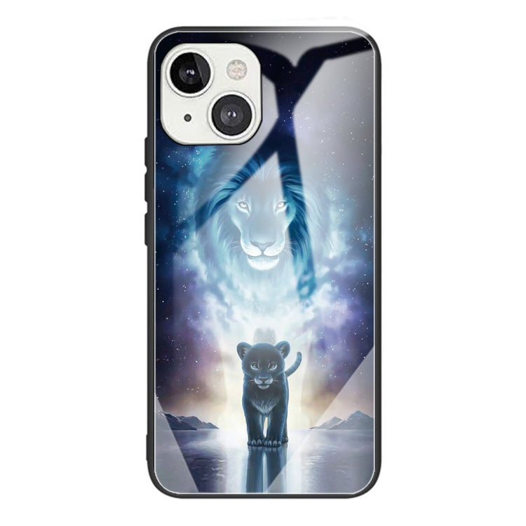 For iPhone 13 mini Colorful Painted Glass Shockproof Protective Case