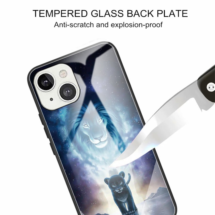 For iPhone 13 mini Colorful Painted Glass Shockproof Protective Case