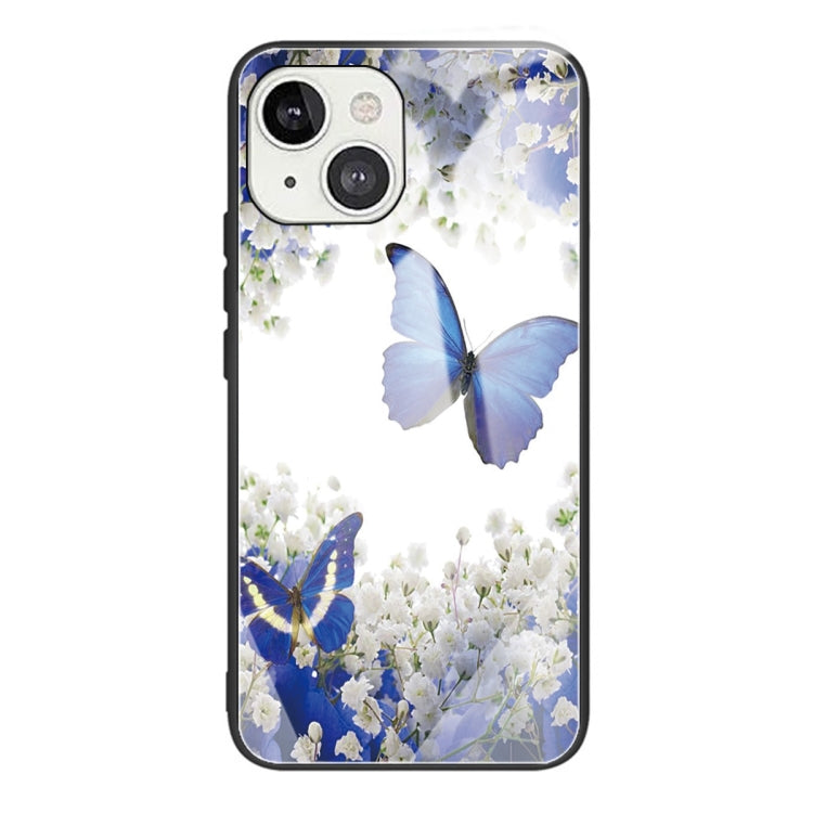 For iPhone 13 mini Colorful Painted Glass Shockproof Protective Case