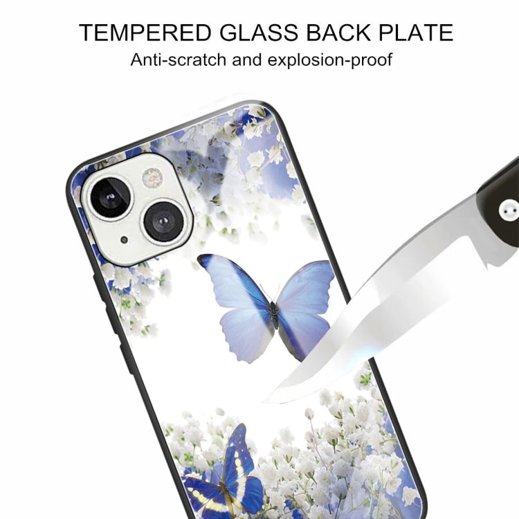 For iPhone 13 mini Colorful Painted Glass Shockproof Protective Case