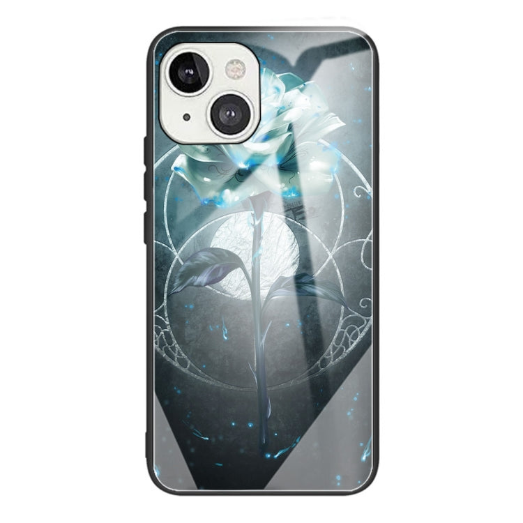 For iPhone 13 mini Colorful Painted Glass Shockproof Protective Case