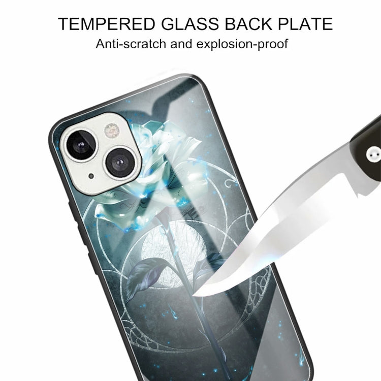 For iPhone 13 mini Colorful Painted Glass Shockproof Protective Case