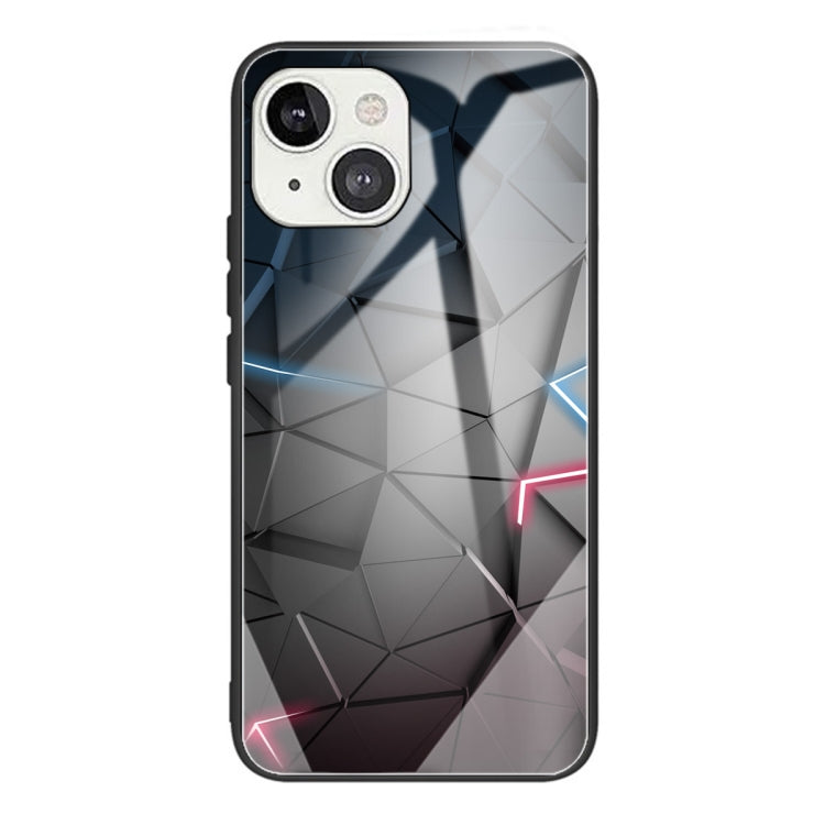 For iPhone 13 mini Colorful Painted Glass Shockproof Protective Case