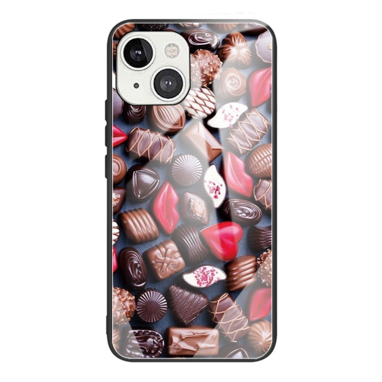 For iPhone 13 mini Colorful Painted Glass Shockproof Protective Case