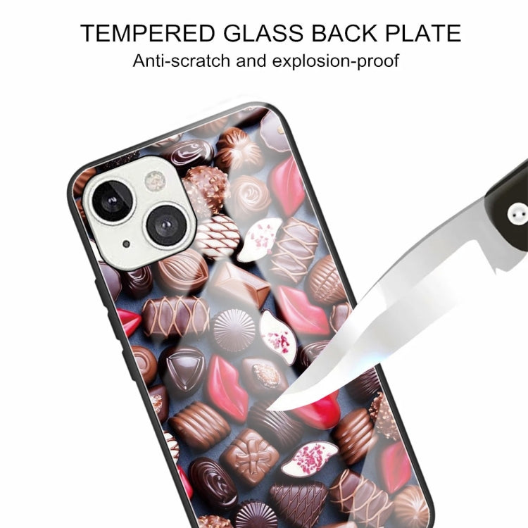 For iPhone 13 mini Colorful Painted Glass Shockproof Protective Case