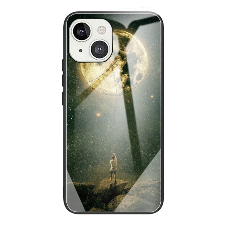 For iPhone 13 mini Colorful Painted Glass Shockproof Protective Case