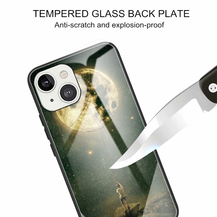 For iPhone 13 mini Colorful Painted Glass Shockproof Protective Case