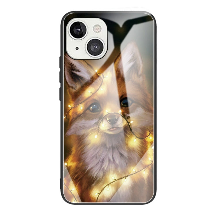 For iPhone 13 mini Colorful Painted Glass Shockproof Protective Case