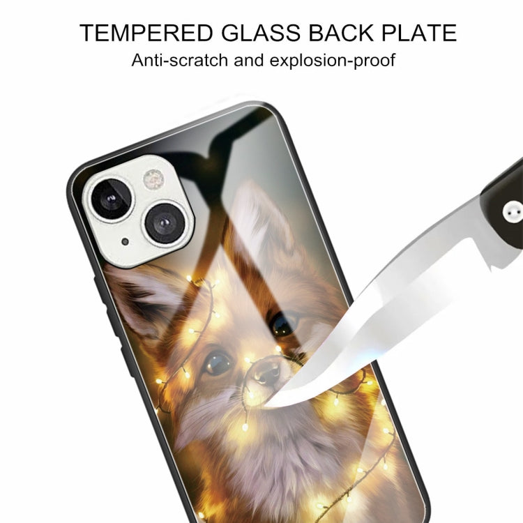 For iPhone 13 mini Colorful Painted Glass Shockproof Protective Case