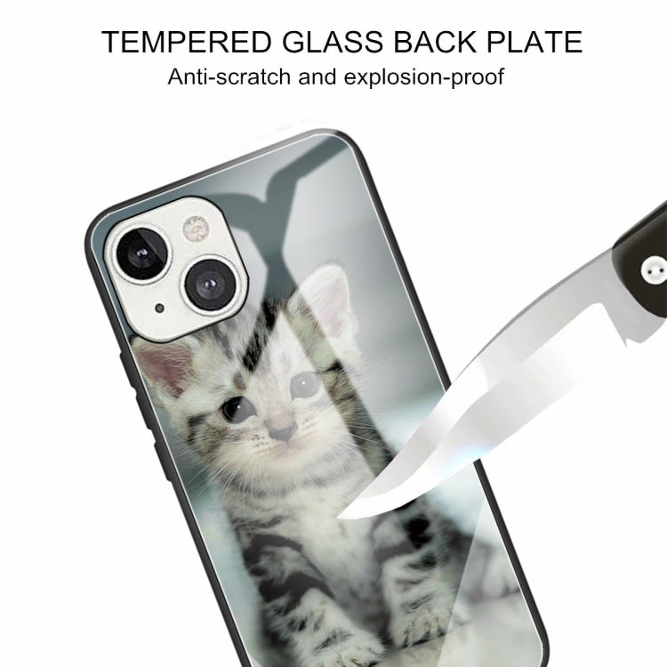 For iPhone 13 mini Colorful Painted Glass Shockproof Protective Case